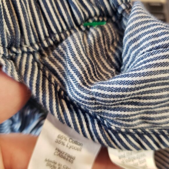 Madewell Railroad Stripe Pull On Chambray Shorts XS Blue‎ White Elastic Waist - Picture 9 of 9